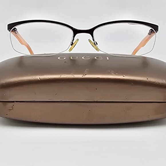 Gucci GG2901 Burgundy Cream Stripe Semi Rimless Eyeglasses Frame w/ Case Italy - Picture 1 of 15